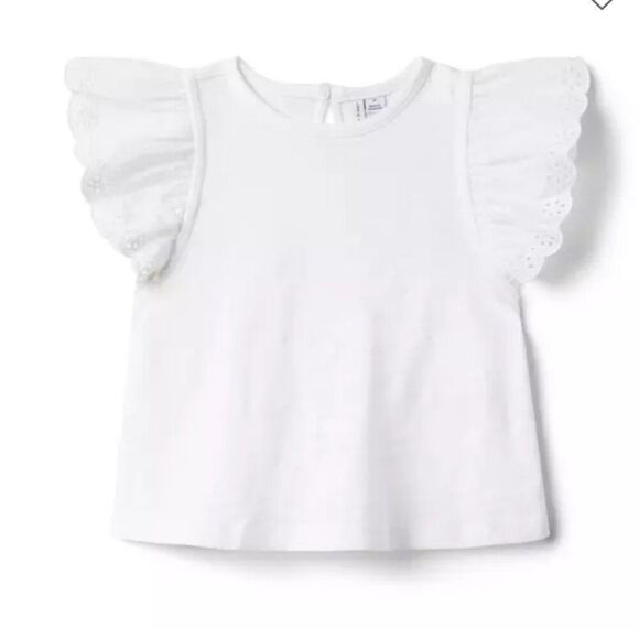 Janie and Jack 100048770 Eyelet Ruffle Sleeve Top NWT size 12-18 months - Picture 1 of 8